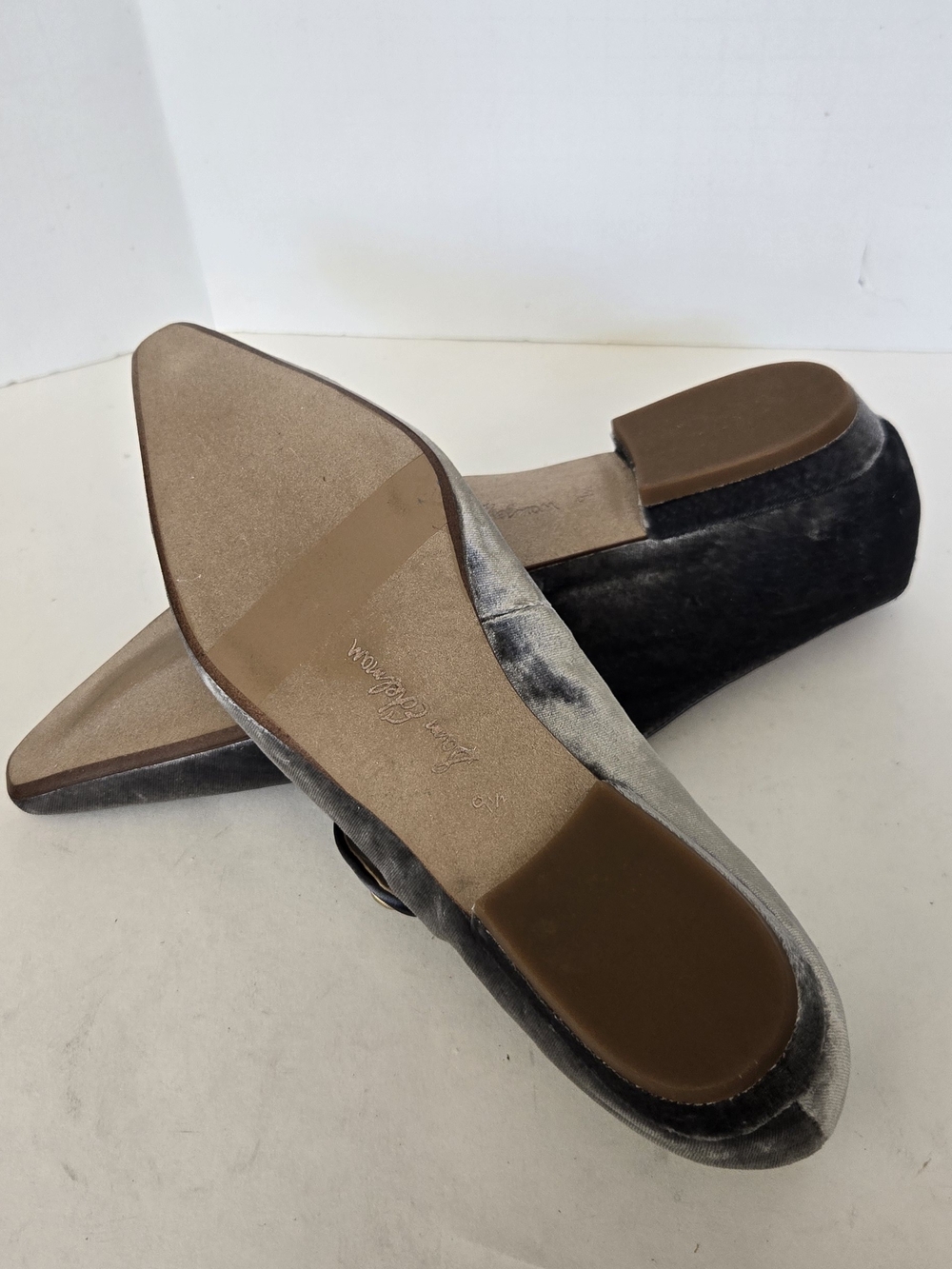 Sam Edelman Pointed Velvet Mary Jane Flats in Gray - Picture 7 of 10